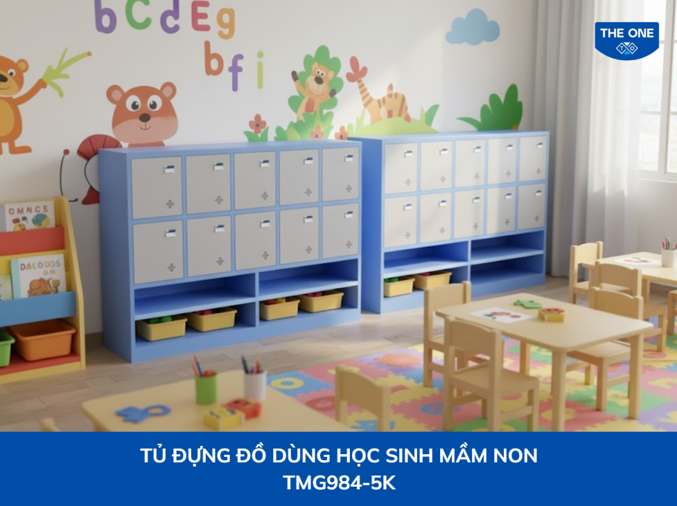 Tủ locker cá nhân giúp học sinh lưu trữ cặp sách, sách vở và đồ dùng học tập để không gian lớp học thêm gọn gàng, ngăn nắp.